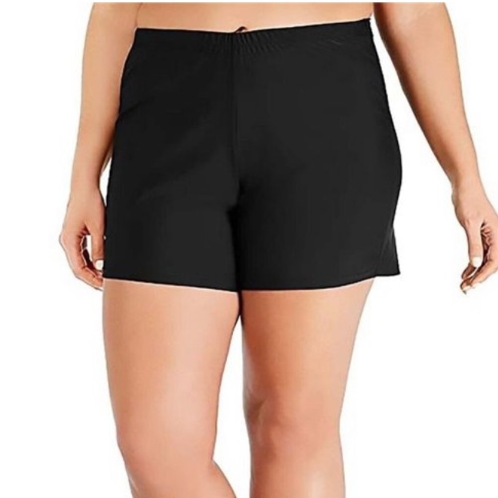 Island Escape Plus Size Slimming Beachwear Swim Shorts (Black, 20W